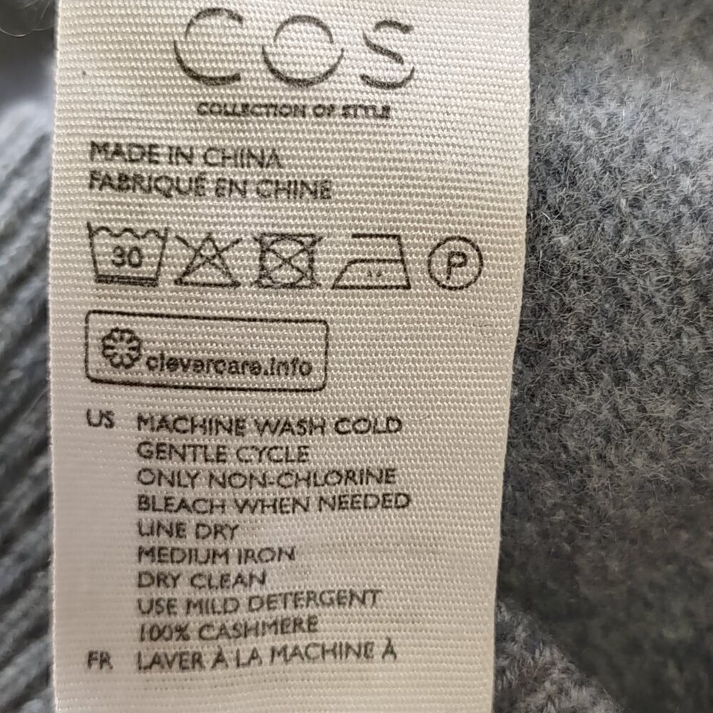 COS 100% Cashmere Womens Pullover Sweater High Neck Steel Blue Size XS Soft  EUC - Picture 8 of 8